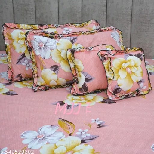 5-Piece King Size Bedsheet Set - Includes 1 Bedsheet, 2 Decorative Cushion Covers, 2 Pillow Covers - Luxury Bedding for Stylish Bedroom