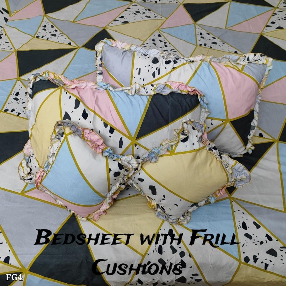 5-Piece King Size Bedsheet Set - Includes 1 Bedsheet, 2 Decorative Cushion Covers, 2 Pillow Covers - Luxury Bedding for Stylish Bedroom
