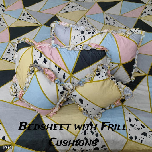 5-Piece King Size Bedsheet Set - Includes 1 Bedsheet, 2 Decorative Cushion Covers, 2 Pillow Covers - Luxury Bedding for Stylish Bedroom