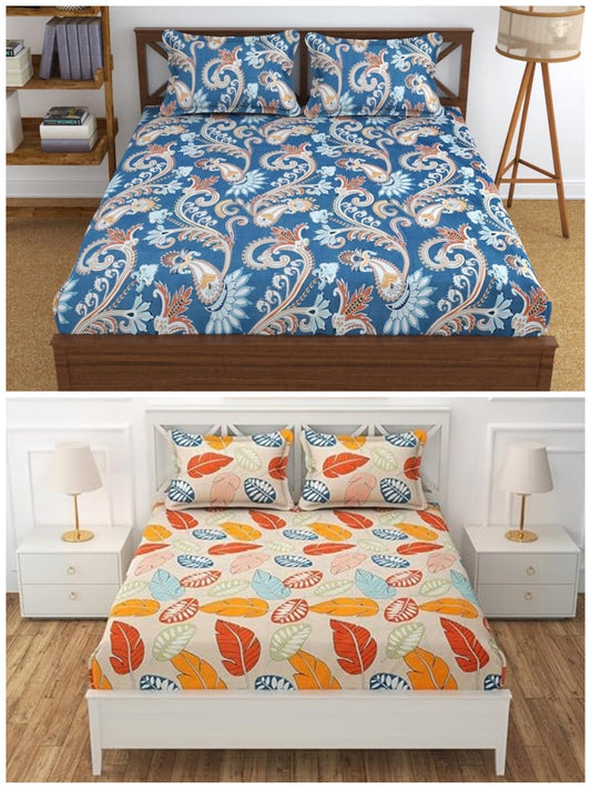 Premium  Elastic Bedsheets With Two Pillow Covers(Buy 1 Get 1 Free)