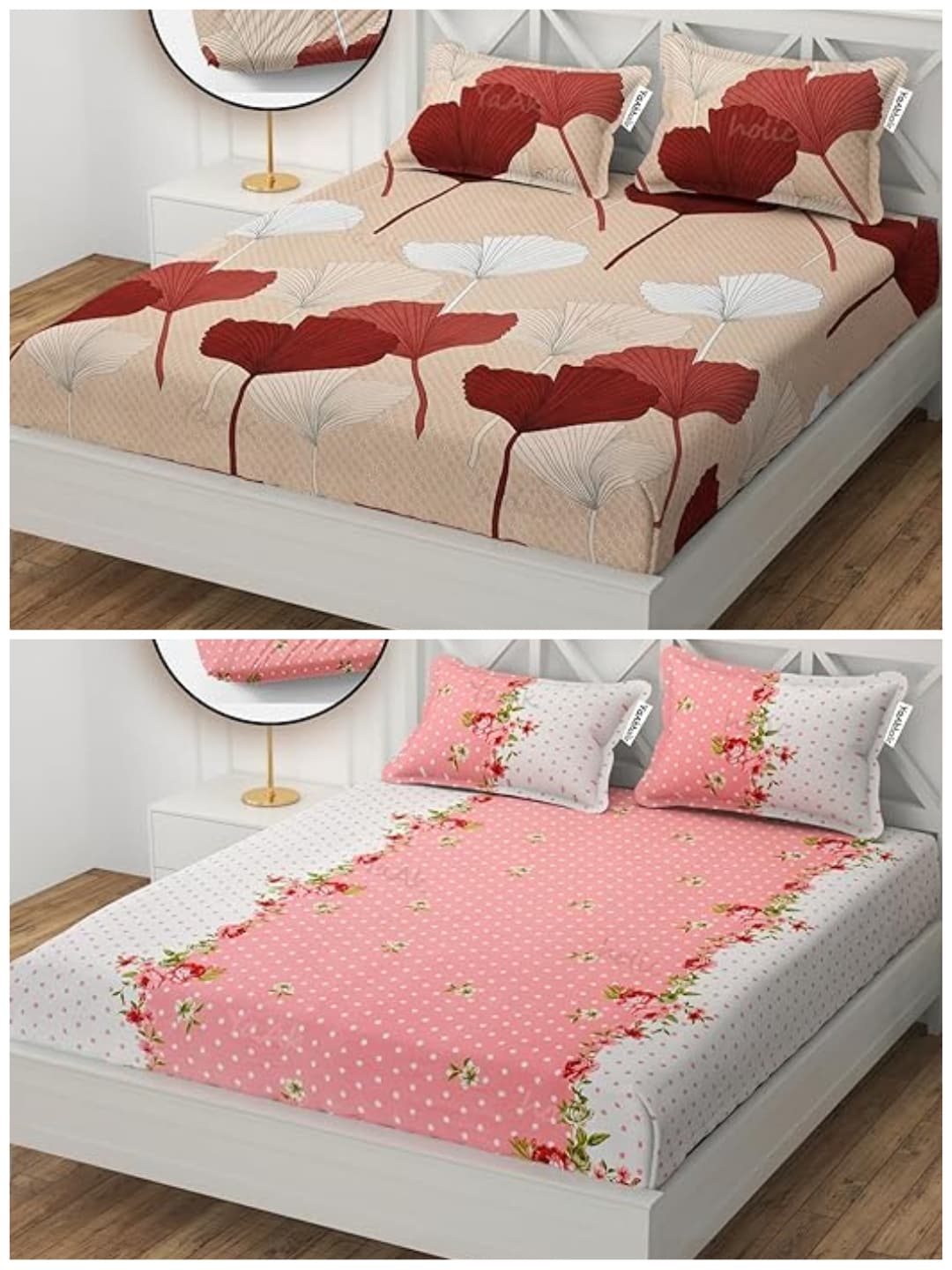 Premium  Elastic Bedsheets With Two Pillow Covers(Buy 1 Get 1 Free)