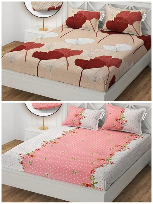 Premium  Elastic Bedsheets With Two Pillow Covers(Buy 1 Get 1 Free)