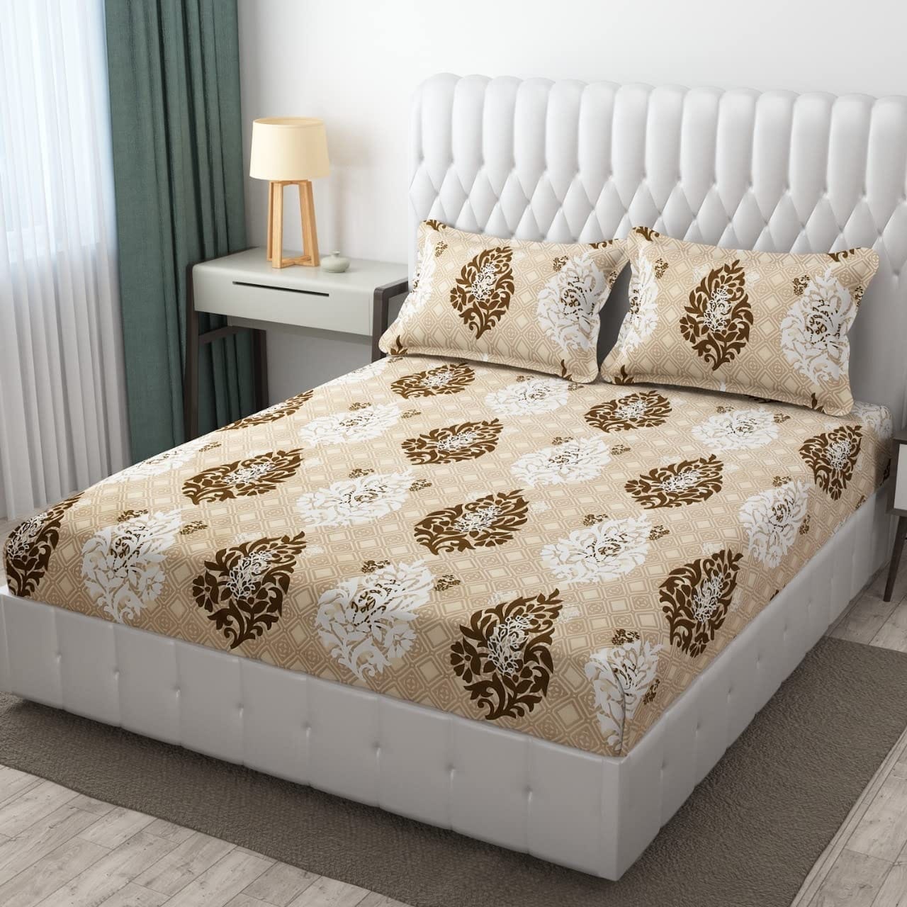 Premium  Elastic Bedsheets With Two Pillow Covers(Buy 1 Get 1 Free)