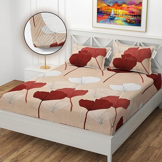 Premium  Elastic Bedsheets With Two Pillow Covers(Buy 1 Get 1 Free)