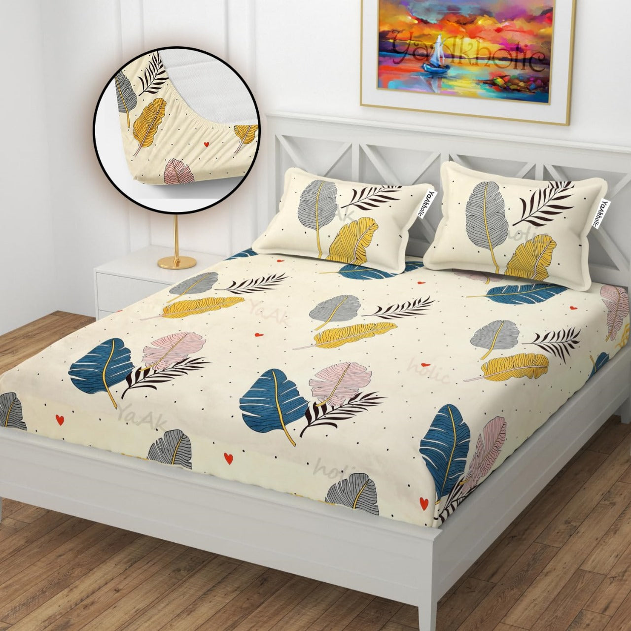 Premium  Elastic Bedsheets With Two Pillow Covers(Buy 1 Get 1 Free)