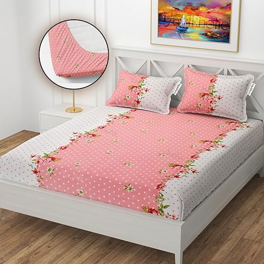 Premium  Elastic Bedsheets With Two Pillow Covers(Buy 1 Get 1 Free)