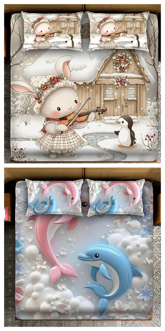 🌸 7D Luxury Panel Bedsheet Combo(King Size 108*108 inch) – Buy 1 Get 1 Free 🌸