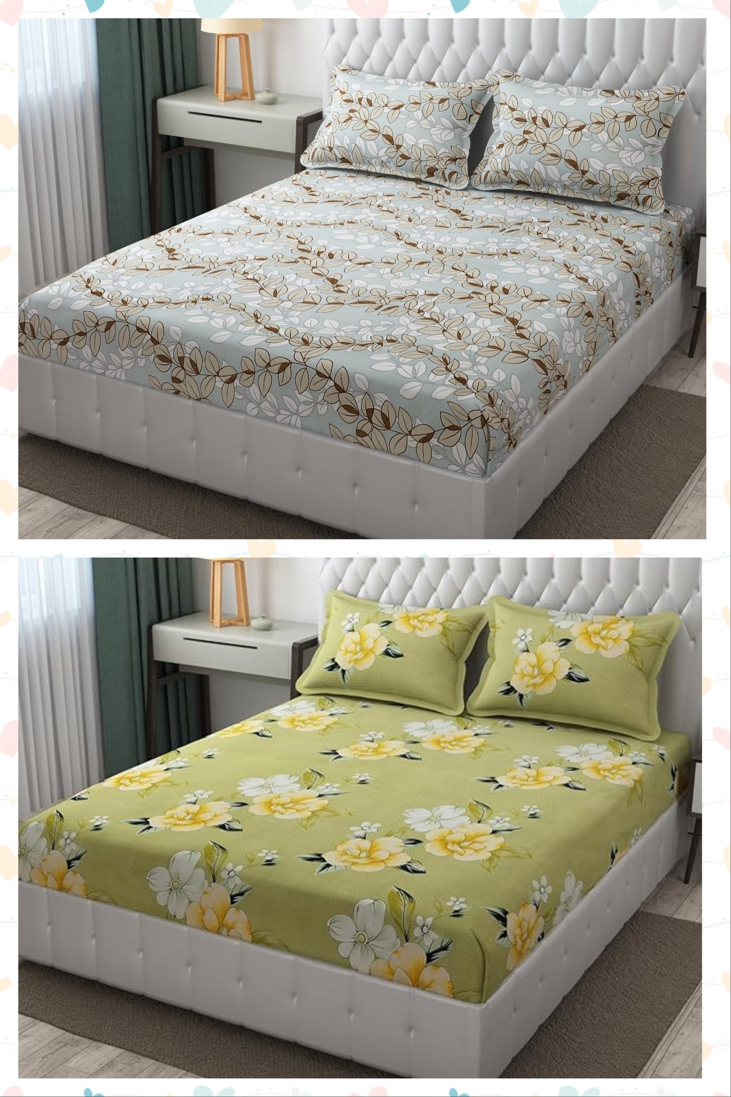 Premium  Elastic Bedsheets With Two Pillow Covers(Buy 1 Get 1 Free)
