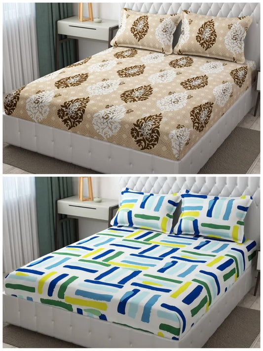 Premium  Elastic Bedsheets With Two Pillow Covers(Buy 1 Get 1 Free)