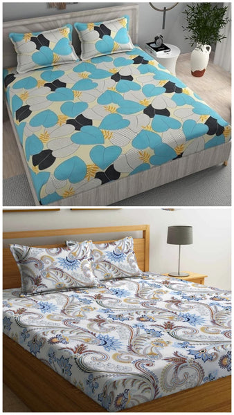 Premium  Elastic Bedsheets With Two Pillow Covers(Buy 1 Get 1 Free)