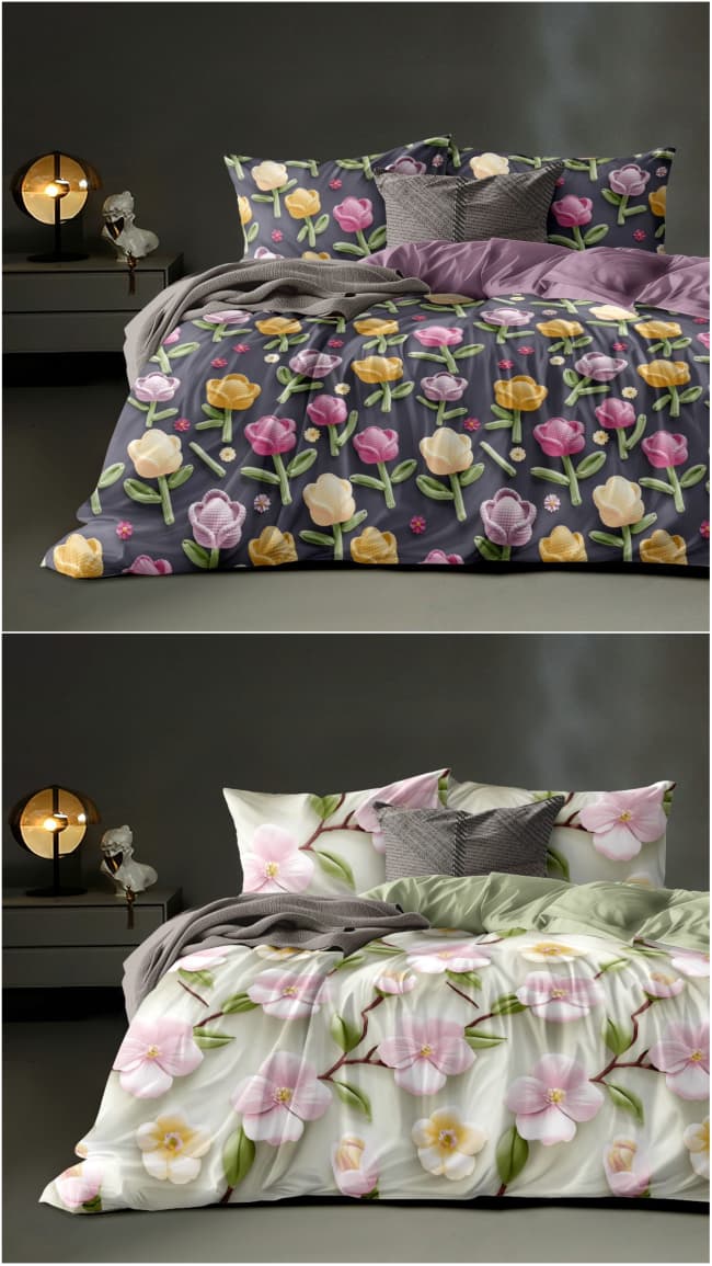🌸 7D Luxury Bedsheet Combo – Buy 1 Get 1 Free 🌸
