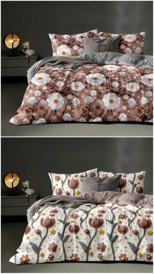🌸 7D Luxury Bedsheet Combo – Buy 1 Get 1 Free 🌸