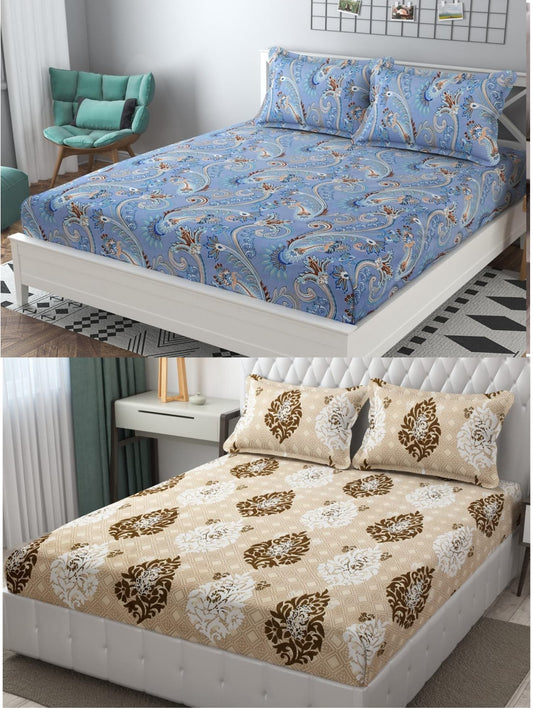 Premium  Elastic Bedsheets With Two Pillow Covers(Buy 1 Get 1 Free)