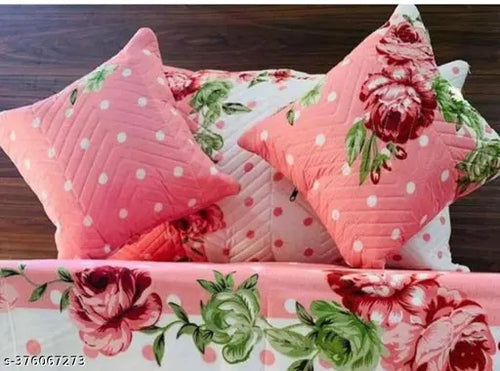 Quilted 5 Pc Bedsheet Set ( 1 bedsheet + 2 cushions + 2 pillow covers)